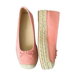 Talbots Pink‎ QUINN SUEDE PLATFORM ESPADRILLES Slip-On Bow Tie Shoes 7.5W
